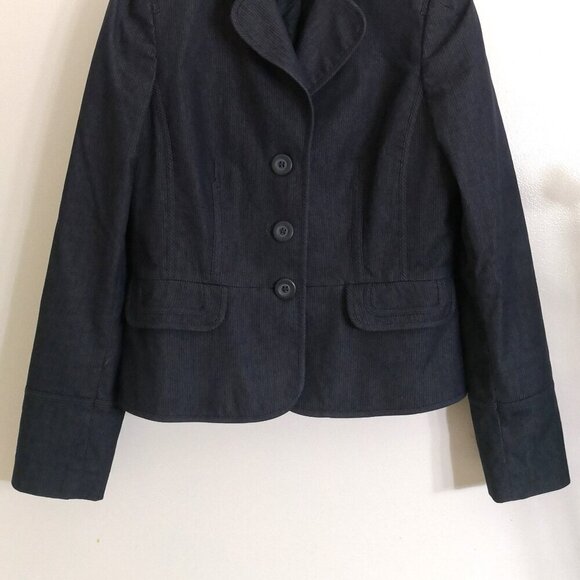 Like New LOFT Cotton Blend Pinstripe Peplum Blazer Black/Gray Size 10 - Picture 3 of 6